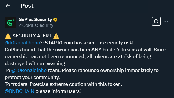 Tweet by GoPlusSecurity