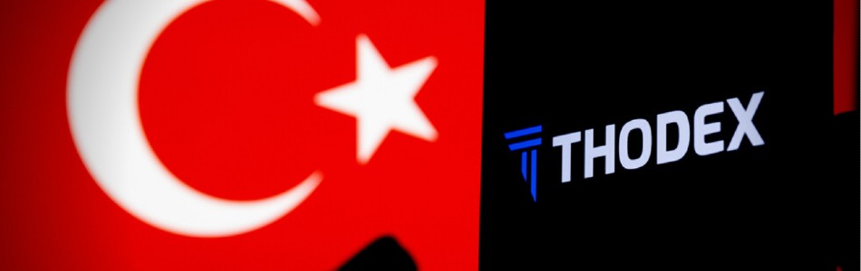 Thodex Exchange logo beside a Turkish flag