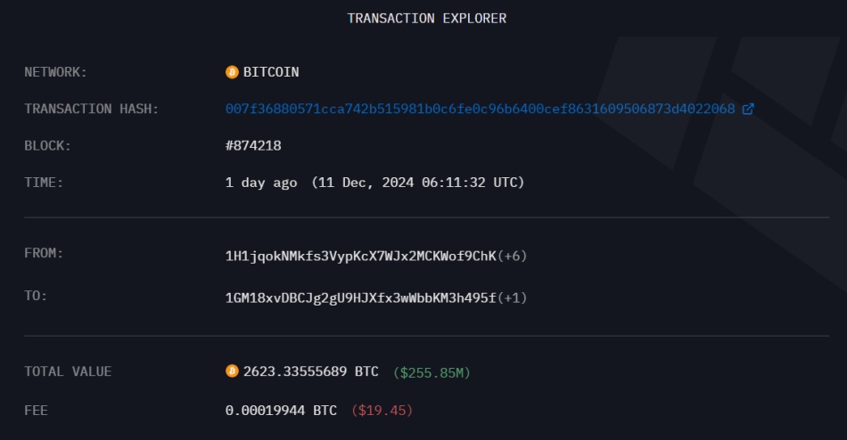 Mt. Gox Bitcoin Transfer 