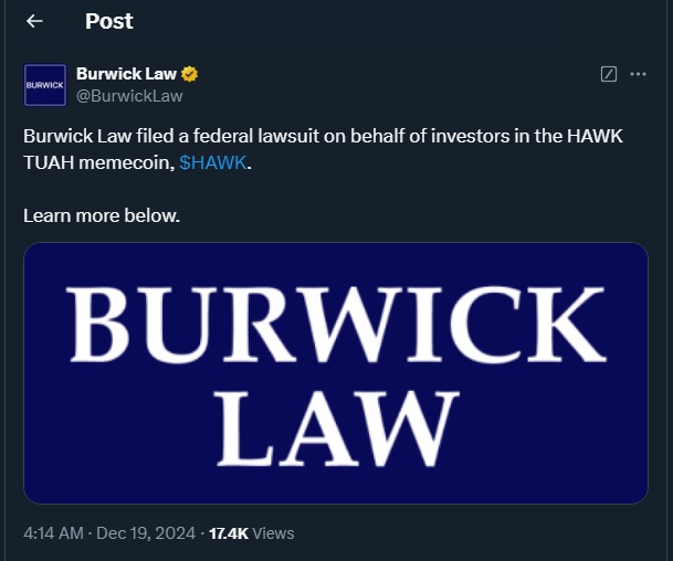 Tweet by BurwickLaw